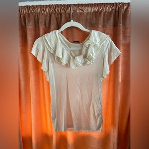 Ruffle collar cream blouse